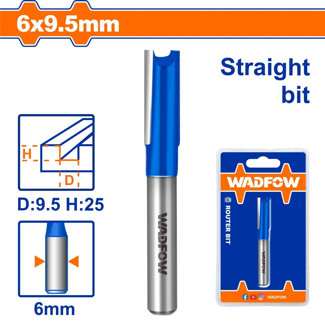Mũi phay gỗ thẳng 6x9.5mm Wadfow  WRG1403