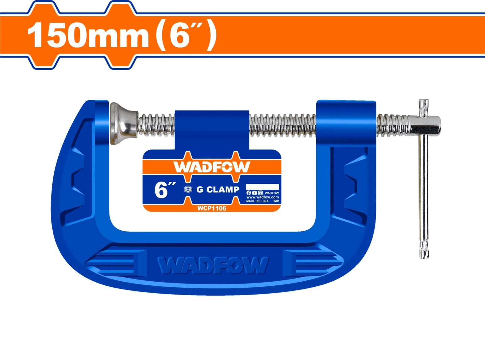 Kẹp chữ G 150mm(6")-Wadfow WCP1106