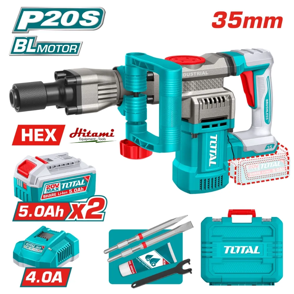 Máy đục bê tông không chổi than dùng pin 20V-TOTAL-TDBLI203582