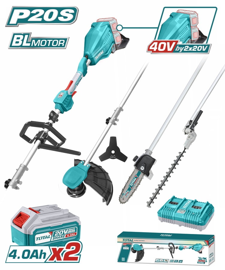 Máy làm vườn đa năng không chổi than dùng  2 pin 20V-TOTAL-TSTLI2040386