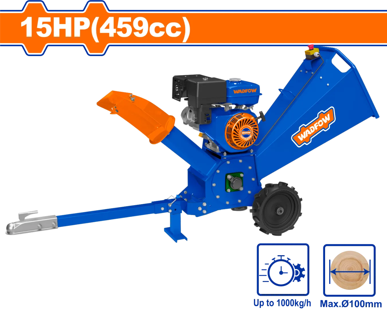 Máy băm dăm gỗ chạy xăng 10Kw(15HP)-459cc Wadfow WXU1315