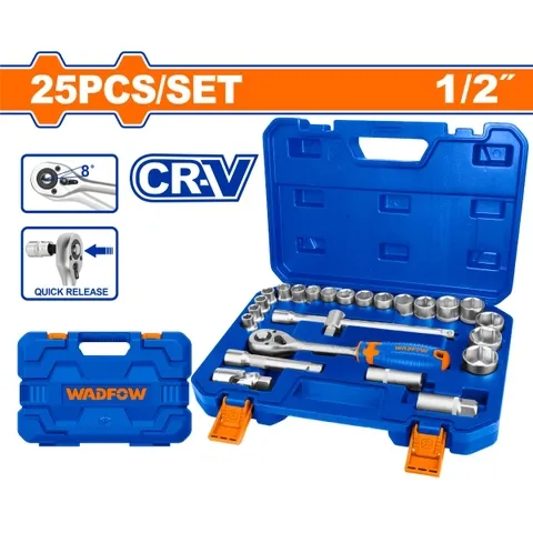 Bộ 25 chi tiết tay vặn đầu tuýp 1/2" -Wadfow WST2D25