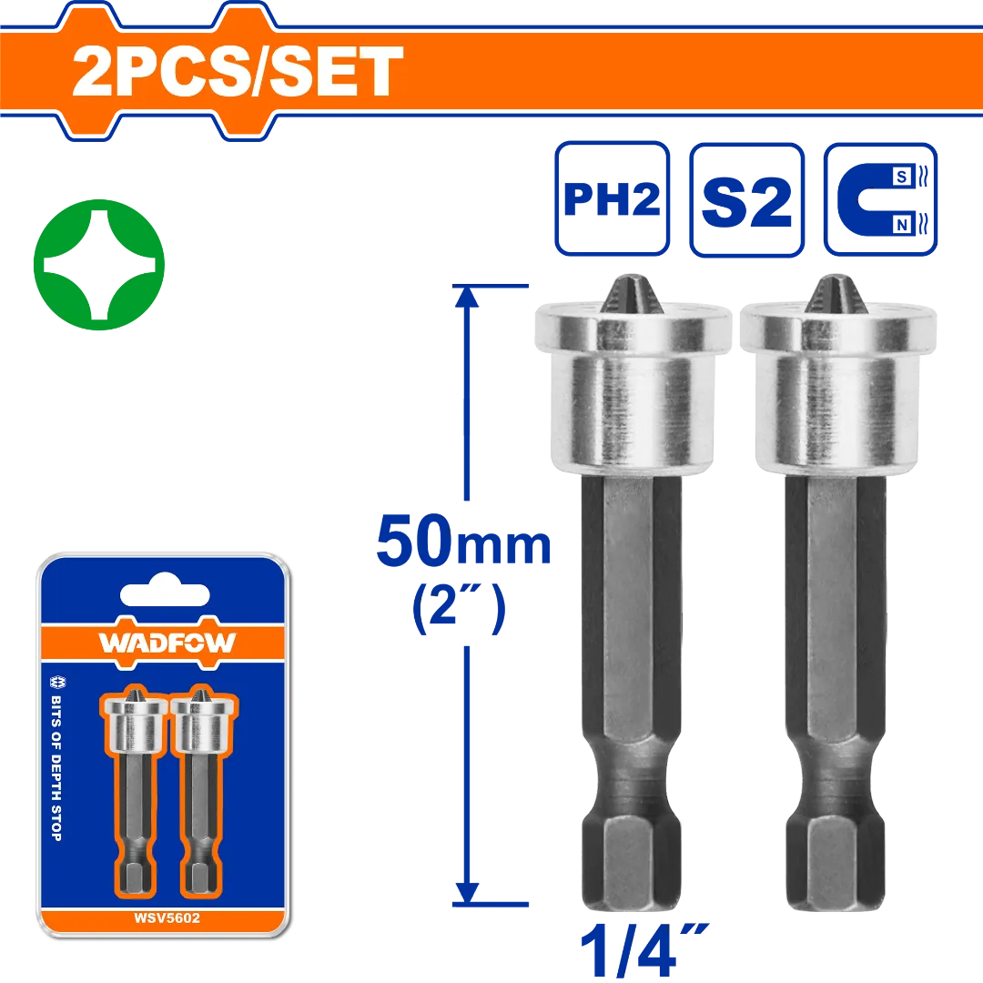 Bộ 2 Mũi vít bake nối dài PH2x50mm-Wadfow WSV5602