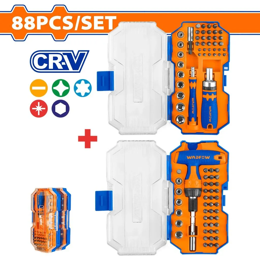 Bộ 2 hộp 88 chi tiết bắt vít và tay vặn-Wadfow WSS8B88