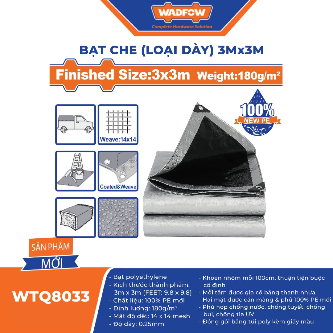 Bạt che (loại dày) 3mx3m -Wadfow-WTQ8033