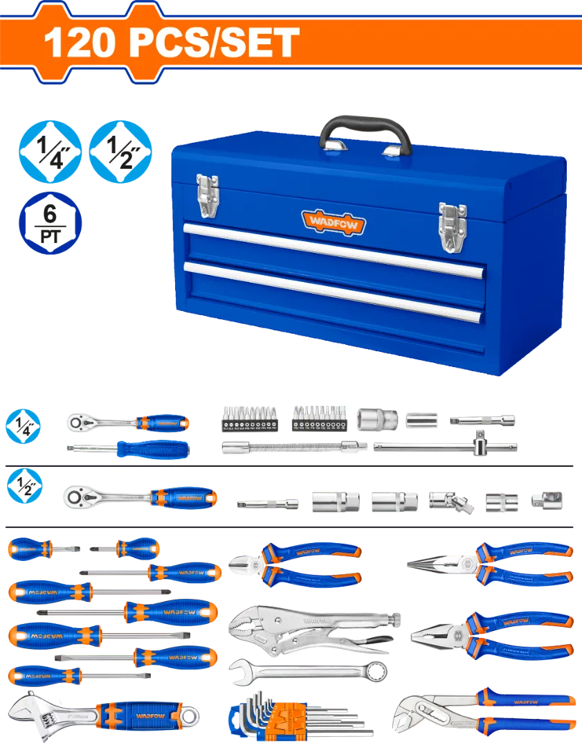Bộ 120 món dụng cụ đựng trong hộp đồ nghề-Wadfow WHS3120