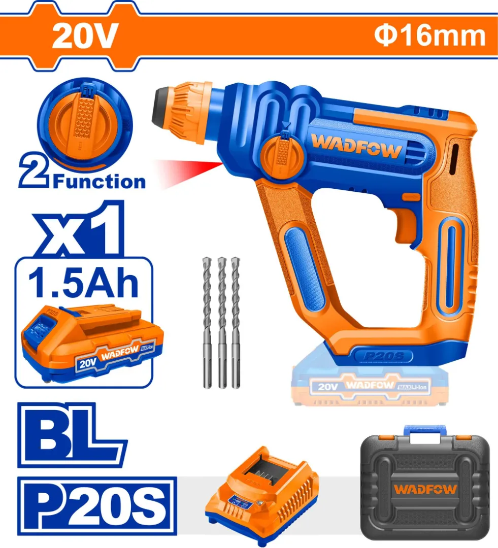 Máy khoan đục bê tông dùng pin 20V-16mm Wadfow  WLM1B161