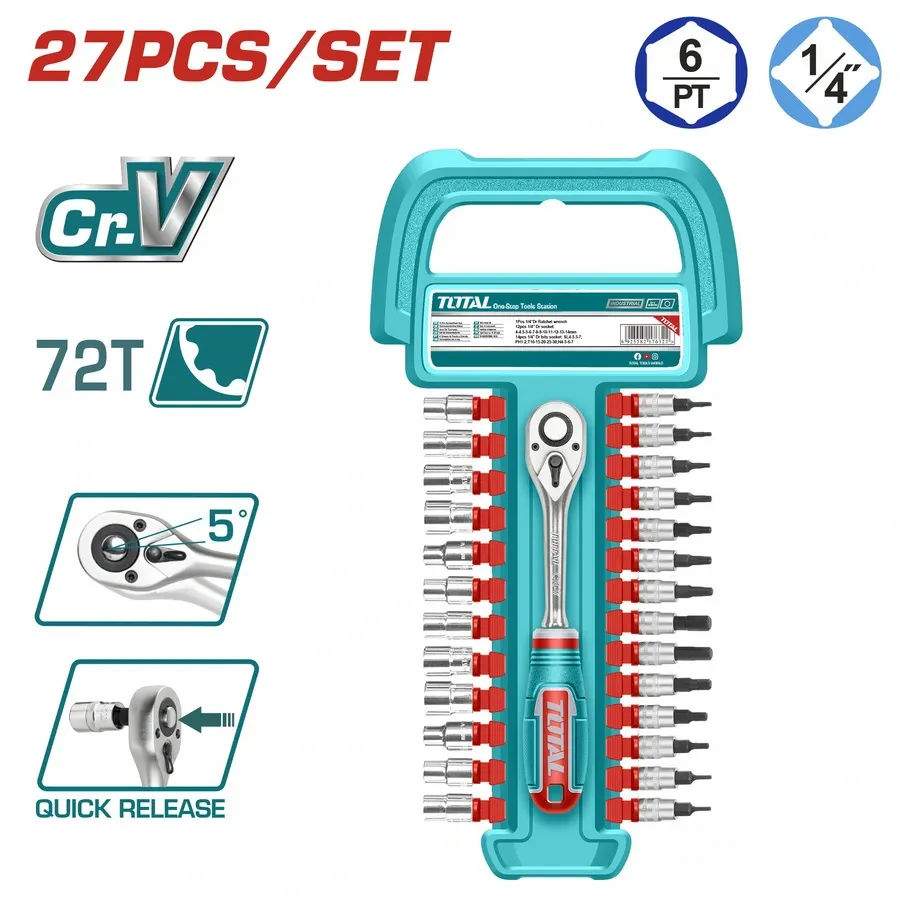 Bộ 27 đầu tuýp 1/4"-TOTAL-THT141271