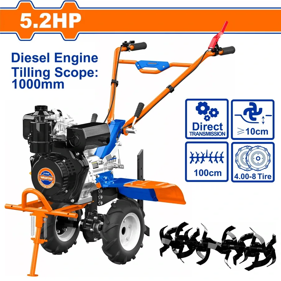 Máy xới đất dùng dầu diesel 5.2Hp (giật nổ) Wadfow WTL3A100