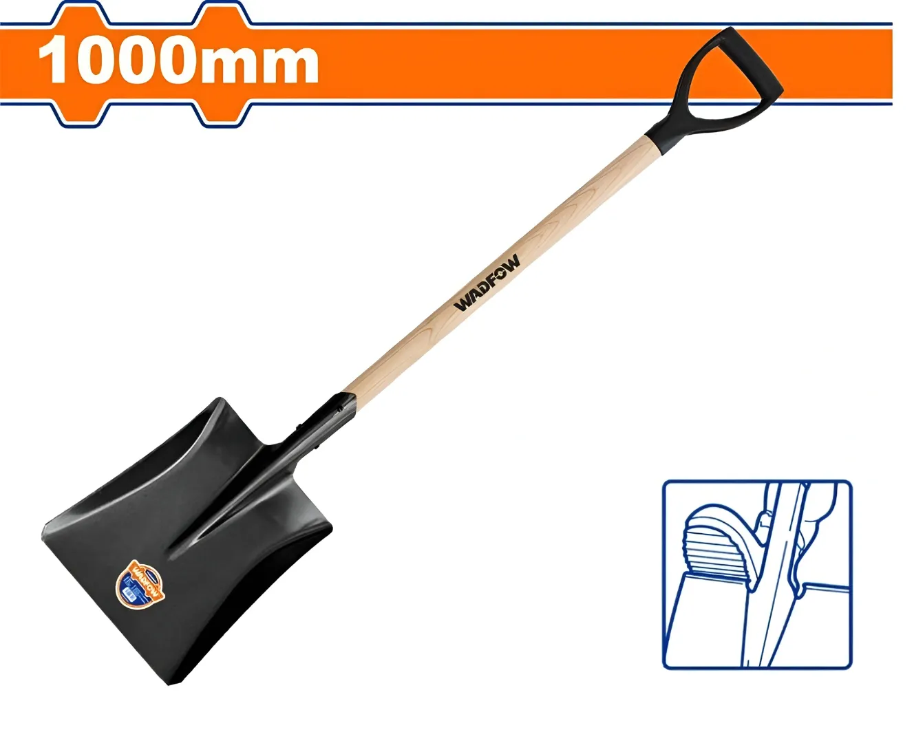 Xẻng thép vuông cán gỗ 1000mm-Wadfow WSE1317