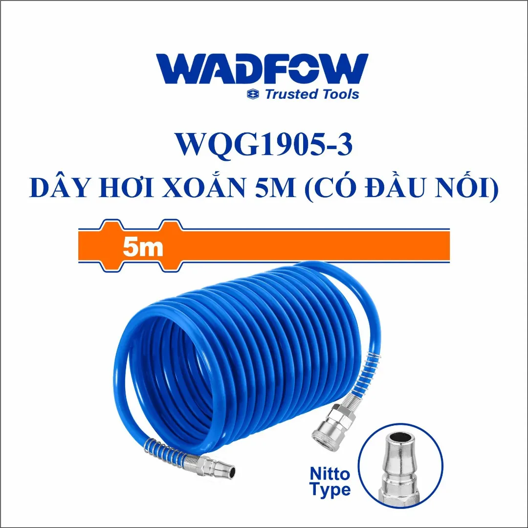Dây hơi xoắn 5M (có đầu nối) Wadfow