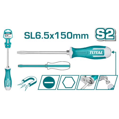 Tua vít dẹp đóng xuyên SL6.5x150mm -TOTAL-THGS61506