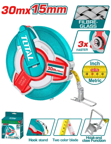 Thước dây sợi thủy tinh 30mx15mm-TOTAL-TMTF18306