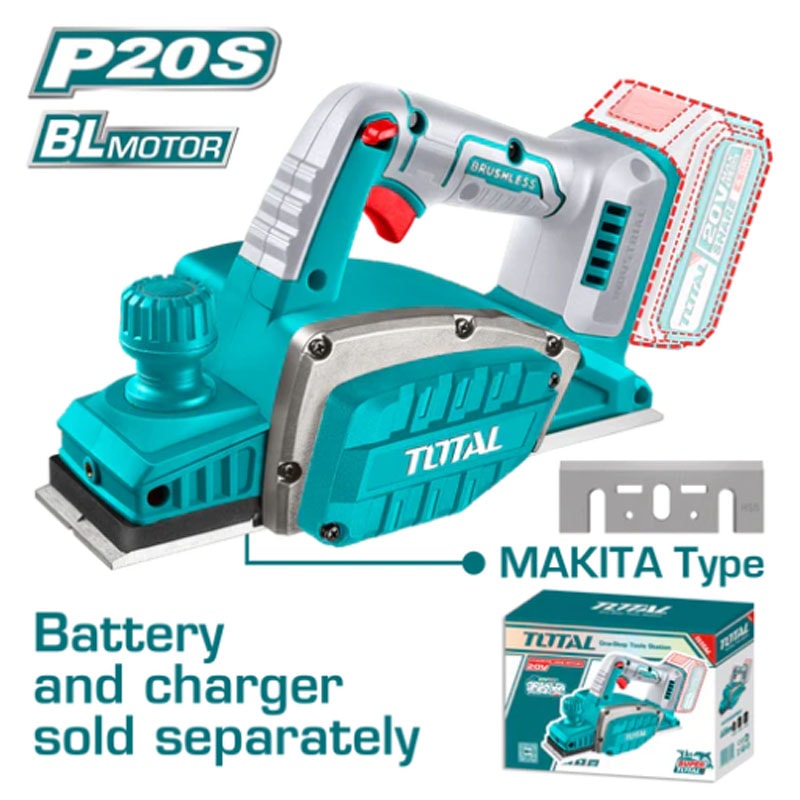 Máy bào không chổi than  dùng pin 20V (không kèm pin & sạc)-TOTAL-TRLI20401