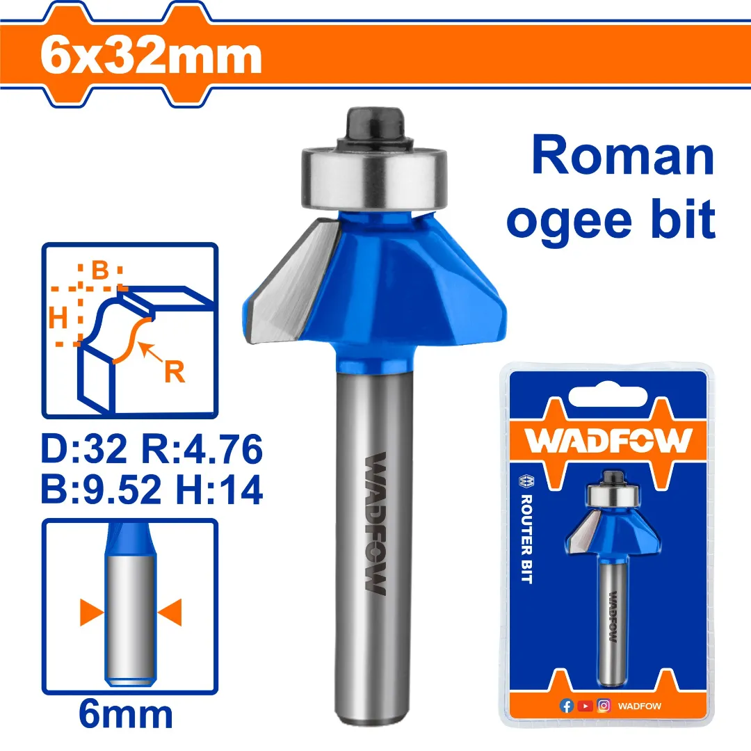 Mũi phay gỗ đánh chỉ cổ điển 6x6x32mm Wadfow  WRG5404