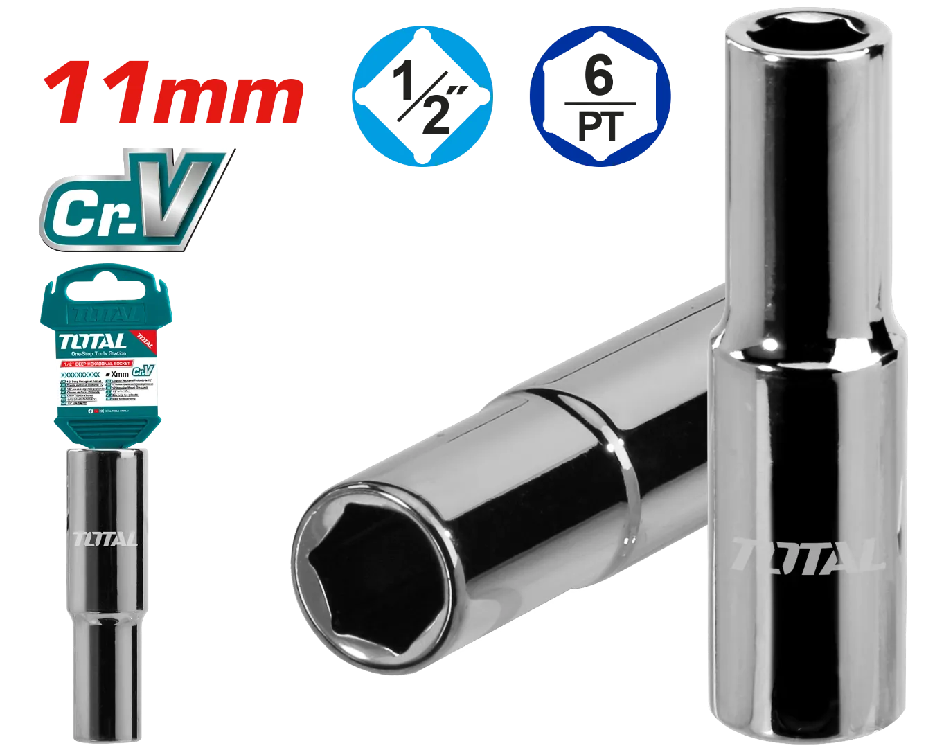 Đầu tuýp lục giác sâu 1/2" 11mm -TOTAL-THTST12113L