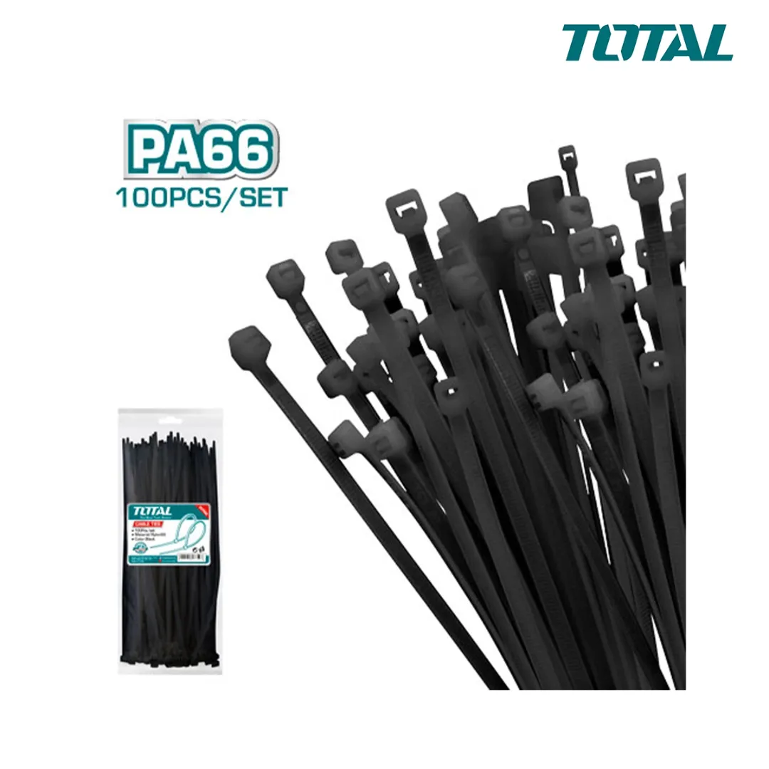 Bộ 100 dây rút nhựa đen 200x3.6mm -TOTAL-THTCTB20036