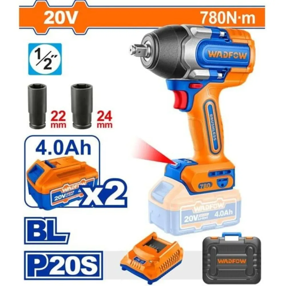 Máy siết bu lông dùng pin 20V-780Nm (không chổi than) Wadfow  WCD1B78