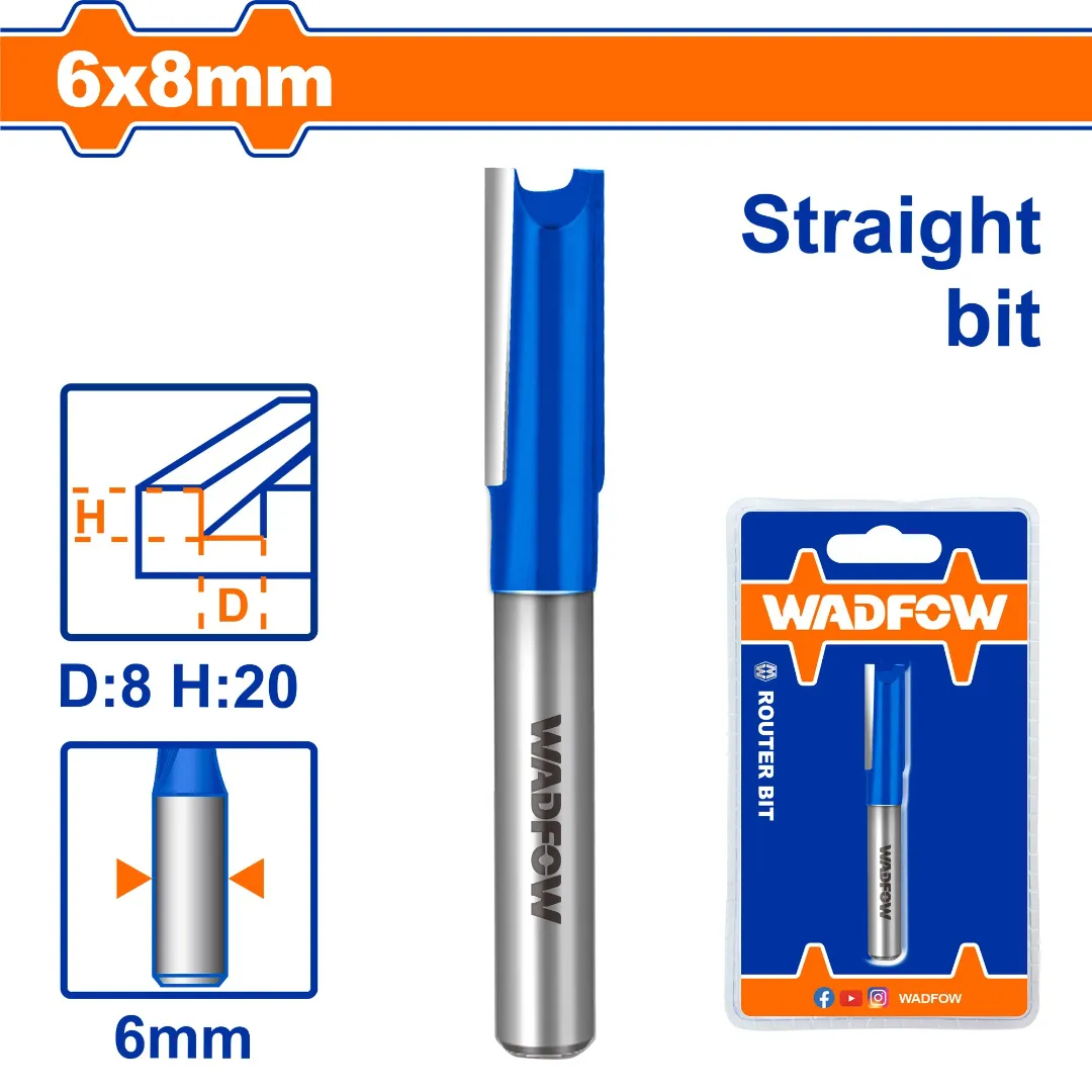 Mũi phay gỗ thẳng 6x8mm Wadfow  WRG1402