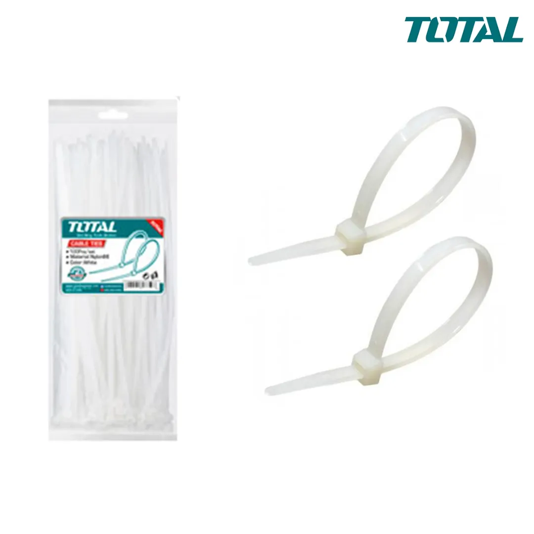 Bộ 100 dây rút nhựa trắng 300x4.8mm -TOTAL-THTCT3001