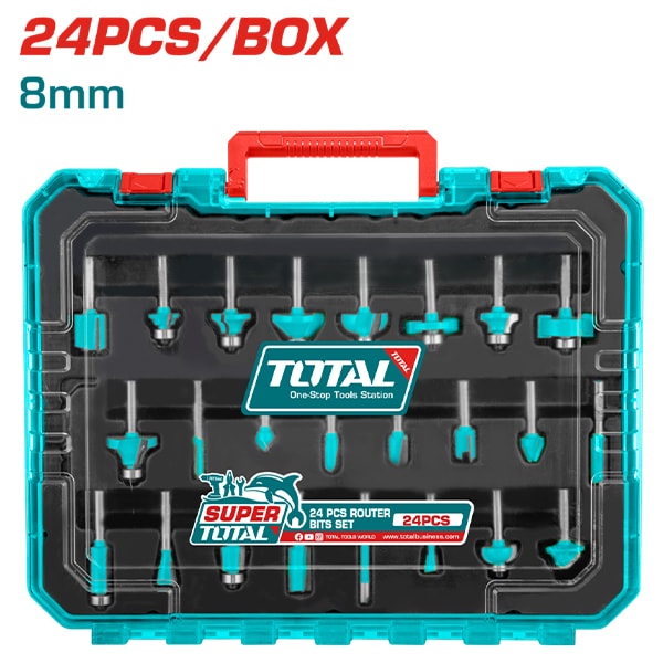 Bộ 24 mũi phay duôi 8mm-TOTAL-TACSR12408