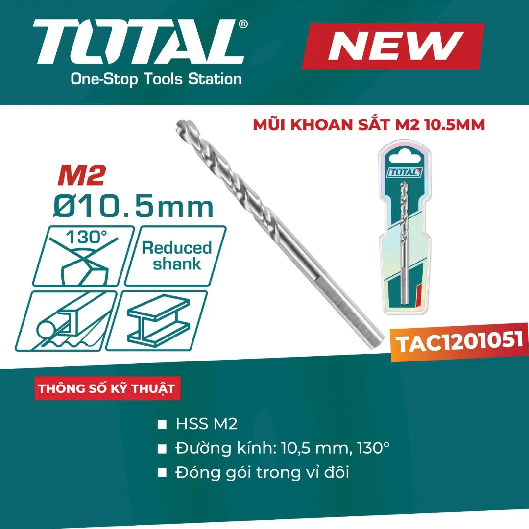Mũi khoan sắt M2 10.5mm-TOTAL-TAC1201051