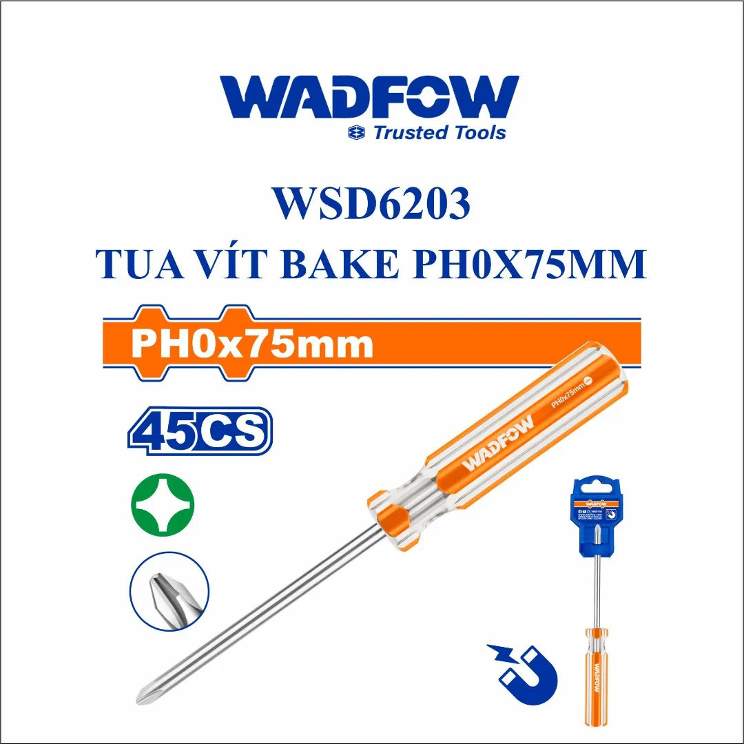 Tua vít bake PH0x75mm-Wadfow WSD6203