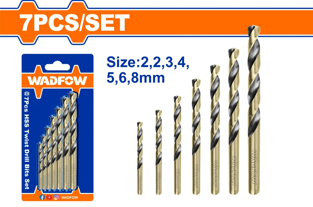 Bộ 7 mũi khoan xoắn ốc HSS WADFOW WTD3K01