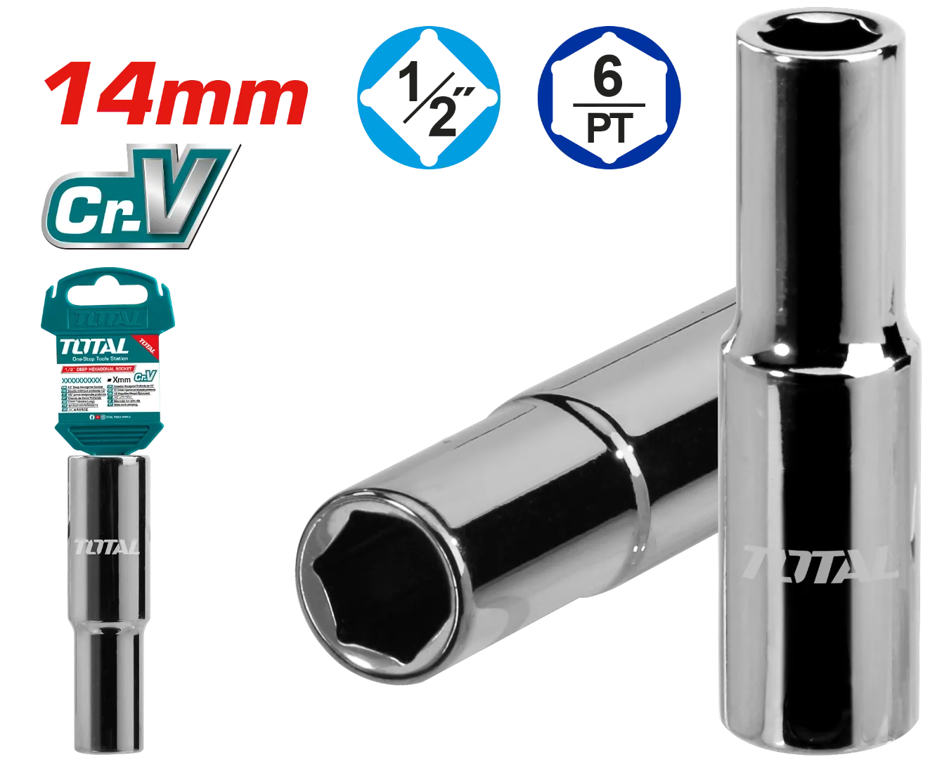 Đầu tuýp lục giác sâu 1/2" 14mm -TOTAL-THTST12143L
