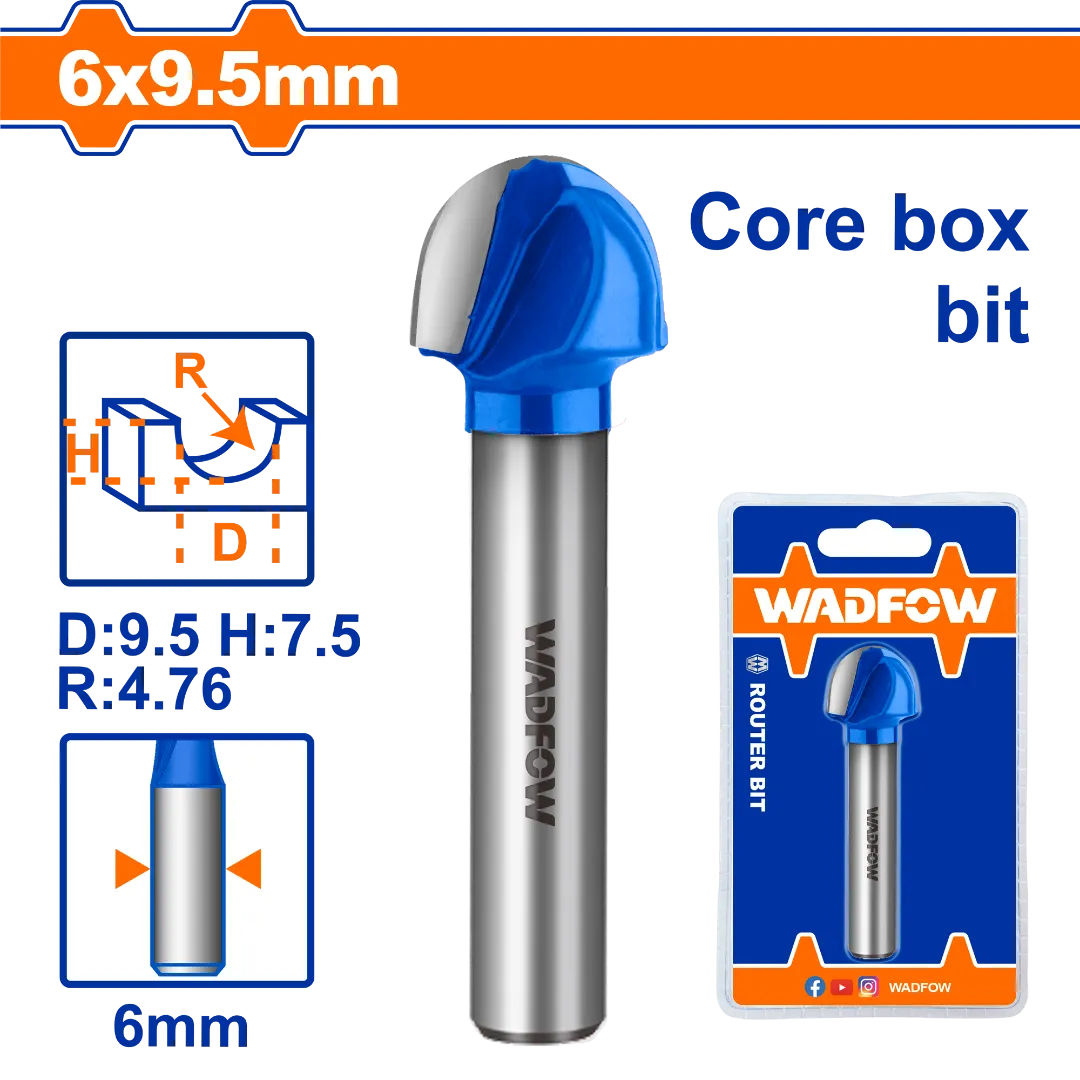 Mũi phay gỗ đầu tròn 6x6x9.5mm Wadfow  WRG8403