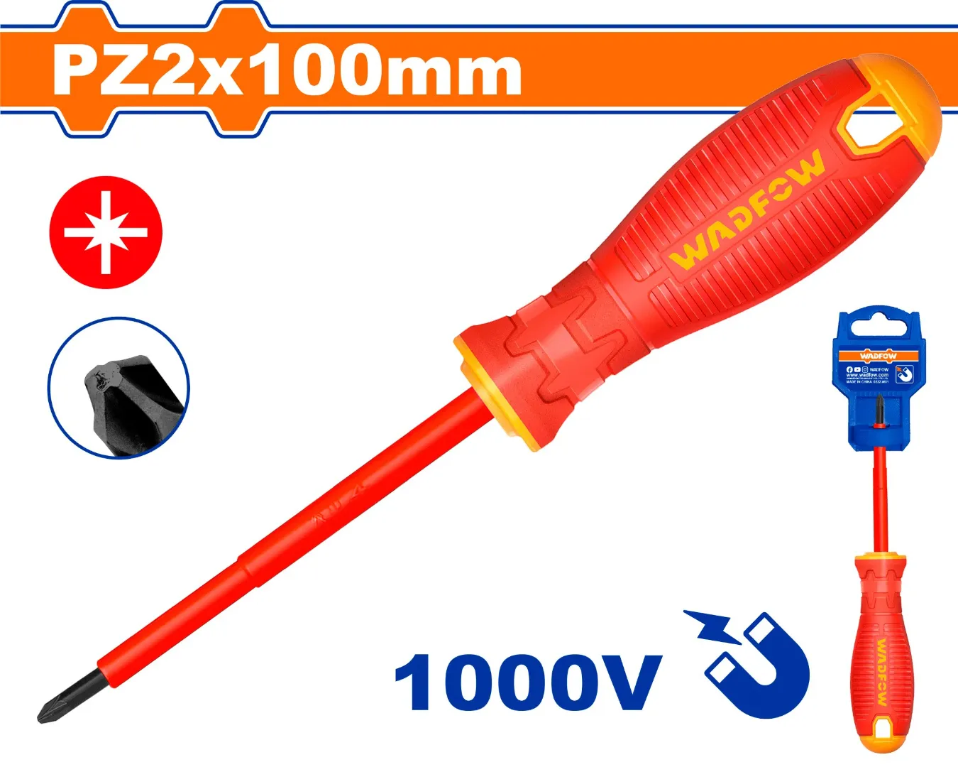 Tua vít hoa thị cách điện PZ2x100mm-Wadfow WSD7274