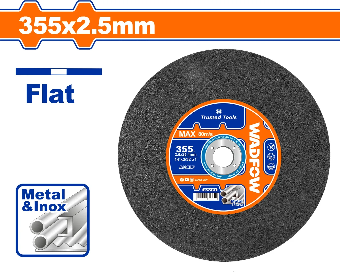 Đá cắt kim loại 355x2.5x25.4mm WADFOW WAC1314