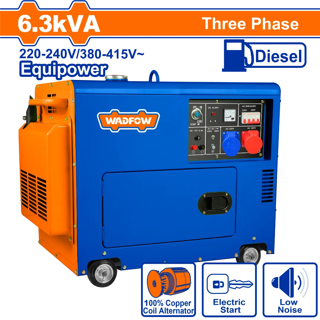 Tổ máy phát điện diesel không ồn 6300W Wadfow WDG2A50DT