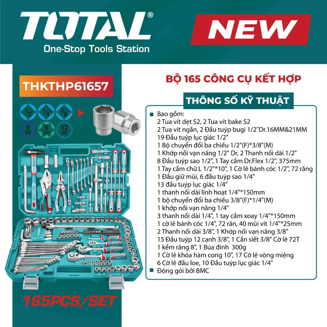Bộ 165 công cụ kết hợp-TOTAL-THKTHP61657