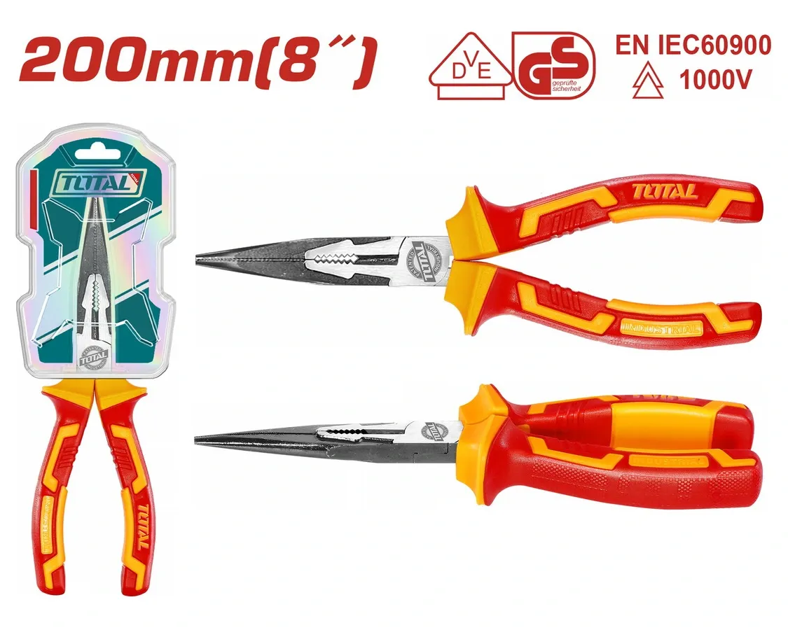 Kềm mũi nhọn mỏ dài cách điện 8''/200mm -TOTAL-THTIP2381