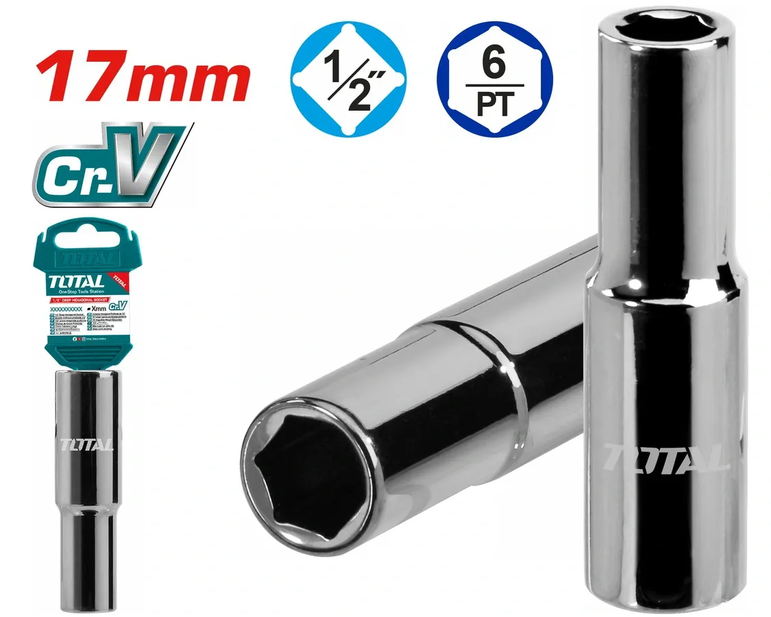 Đầu tuýp lục giác sâu 1/2" 17mm -TOTAL-THTST12173L