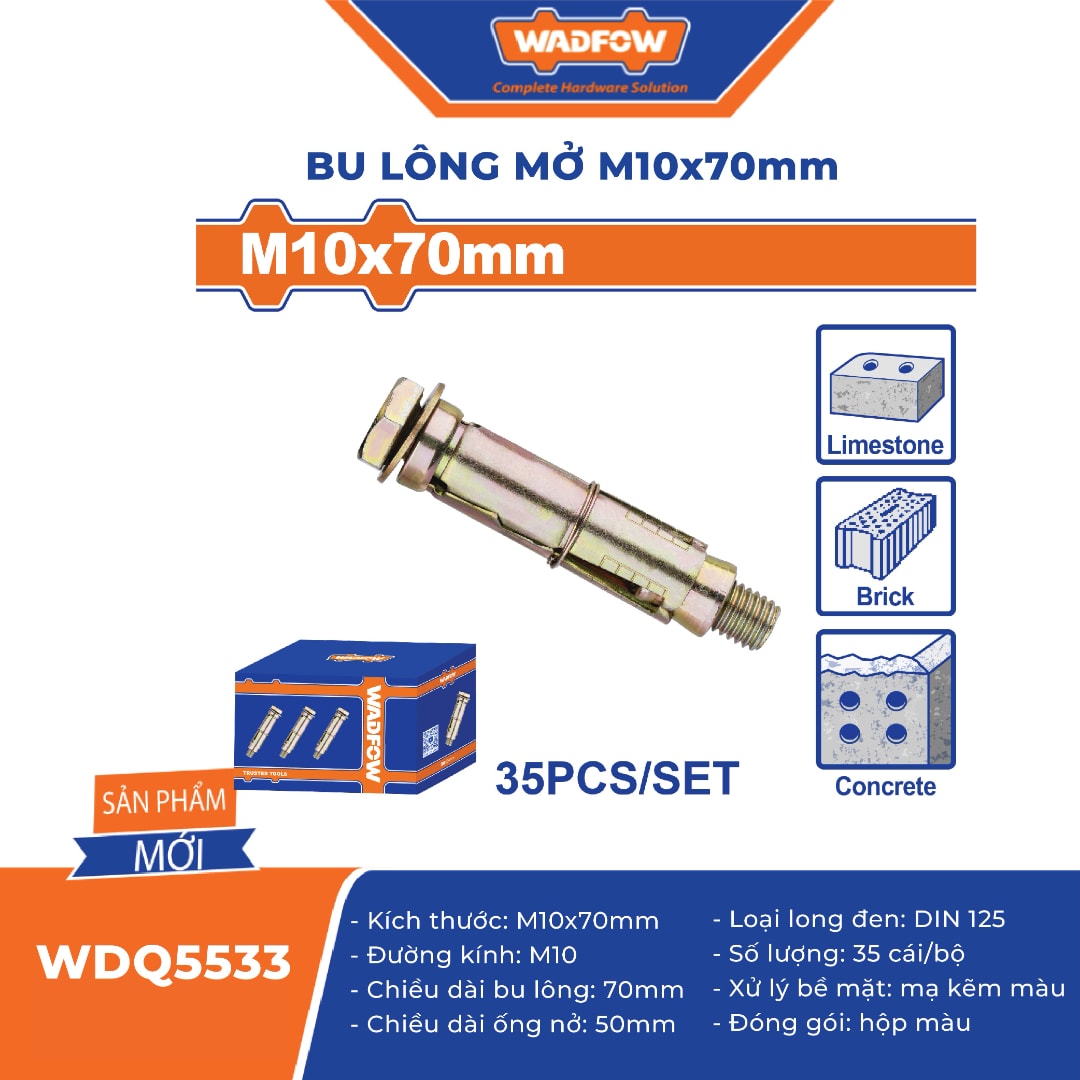 Bu lông nở M10x70mm-Wadfow-WDQ5533