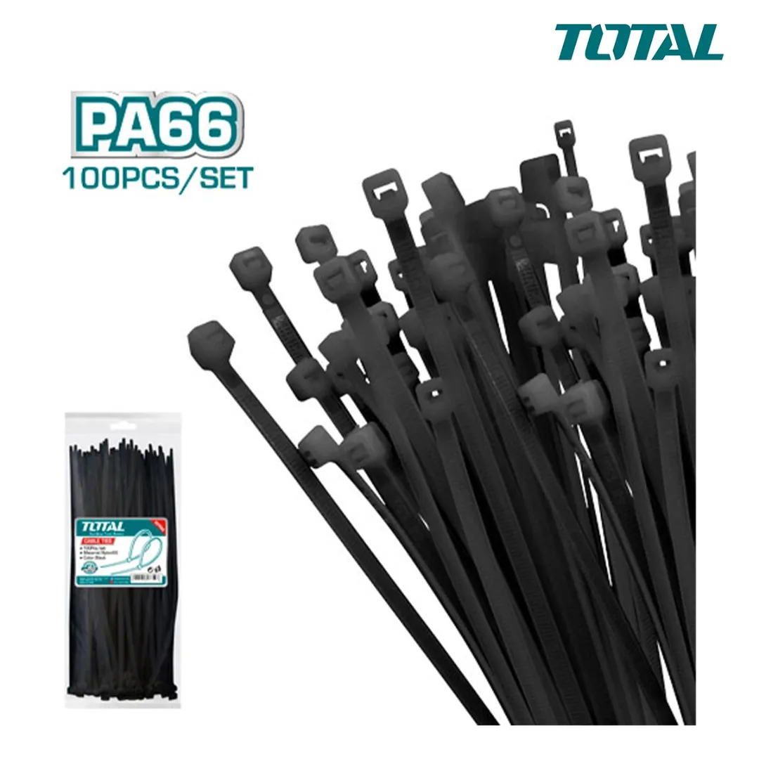 Bộ 100 dây rút nhựa đen 100x2.5mm -TOTAL-THTCTB10025