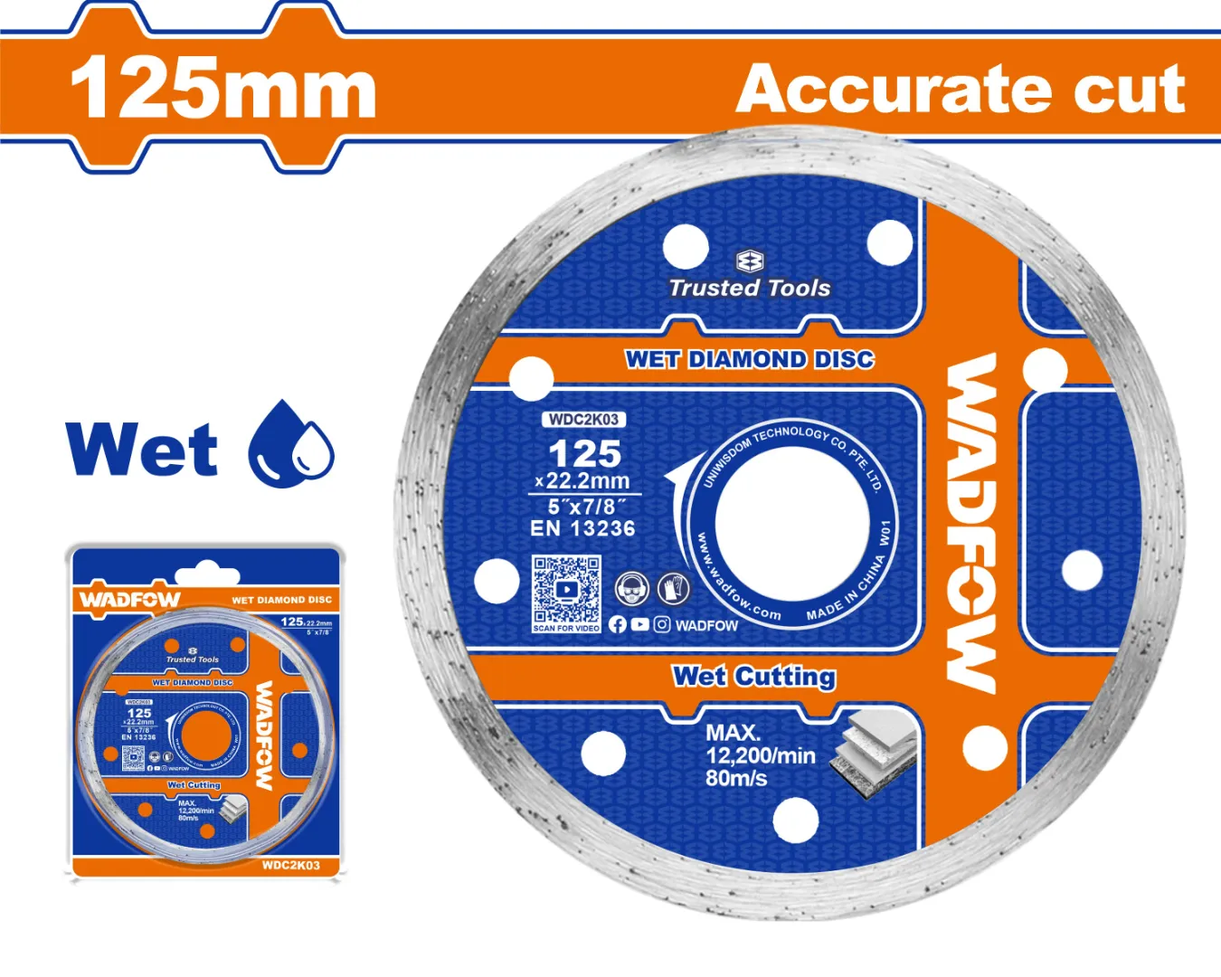 Lưỡi cắt gạch ướt 125x22.2mm WADFOW WDC2K03