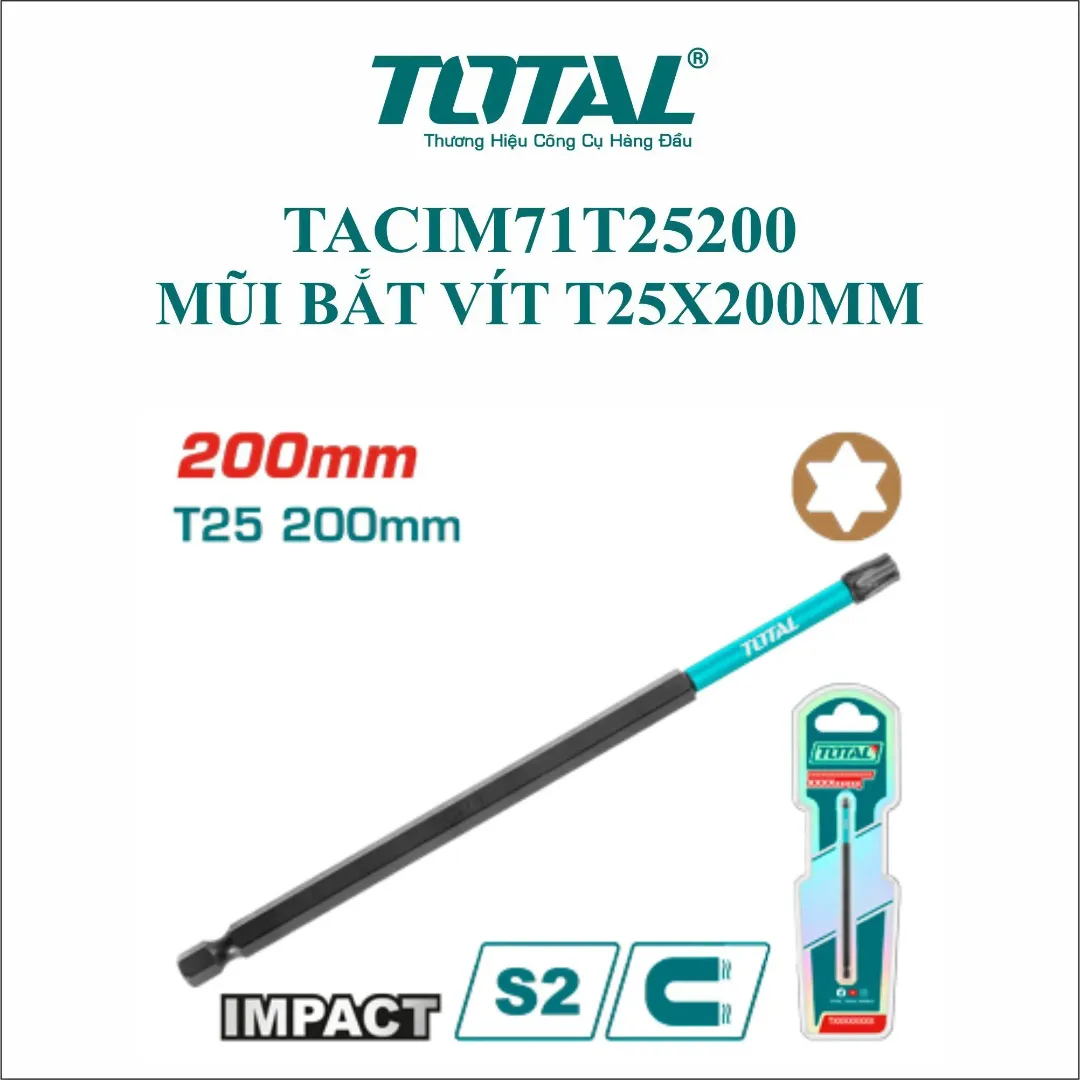 Mũi bắt vít T25x200mm-TOTAL-TACIM71T25200