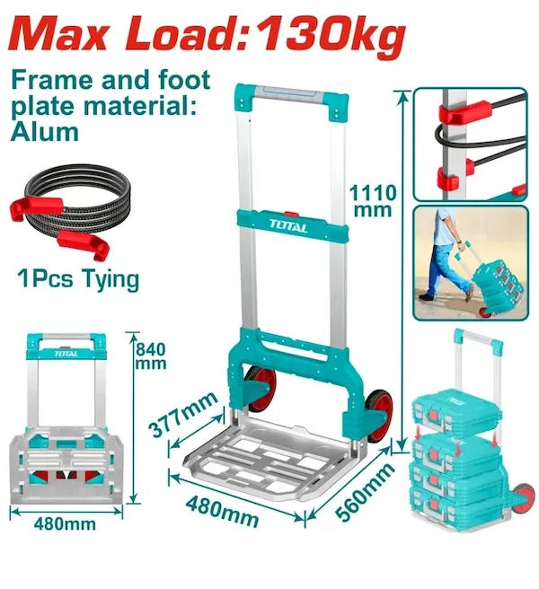 Xe đẩy tay gấp gọn 130Kg-TOTAL-THWB61201