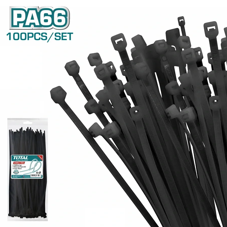 Bộ 100 dây rút nhựa đen 250x4.8mm -TOTAL-THTCTB25048