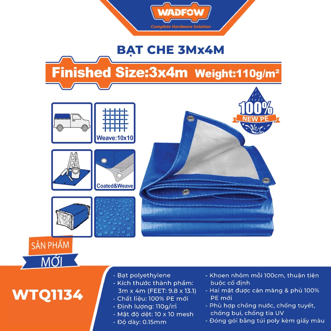 Bạt che 3mx4m-Wadfow-WTQ1134