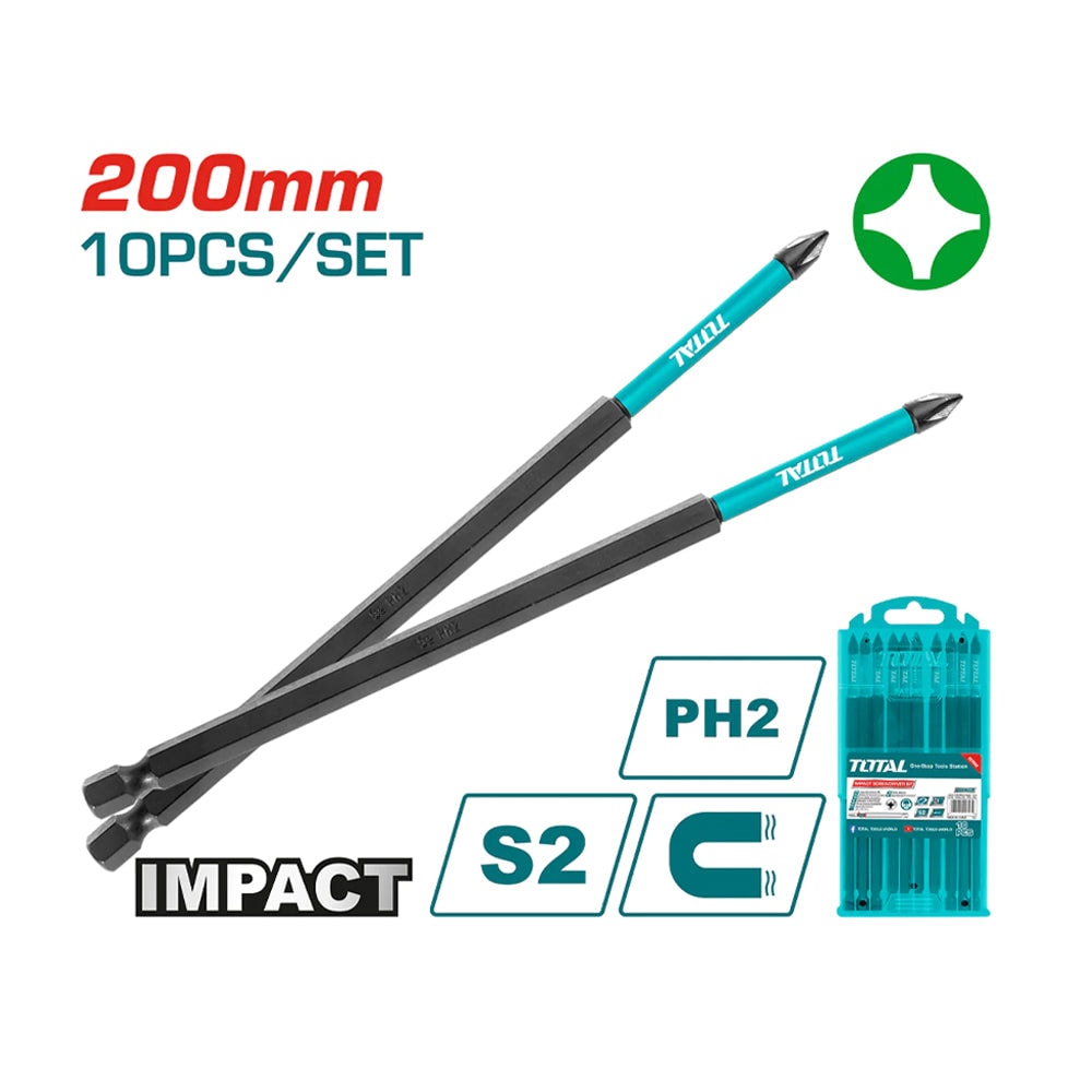 Bộ 10 mũi bắt vít 
PH2 x200mm-TOTAL-TACIM16PH285