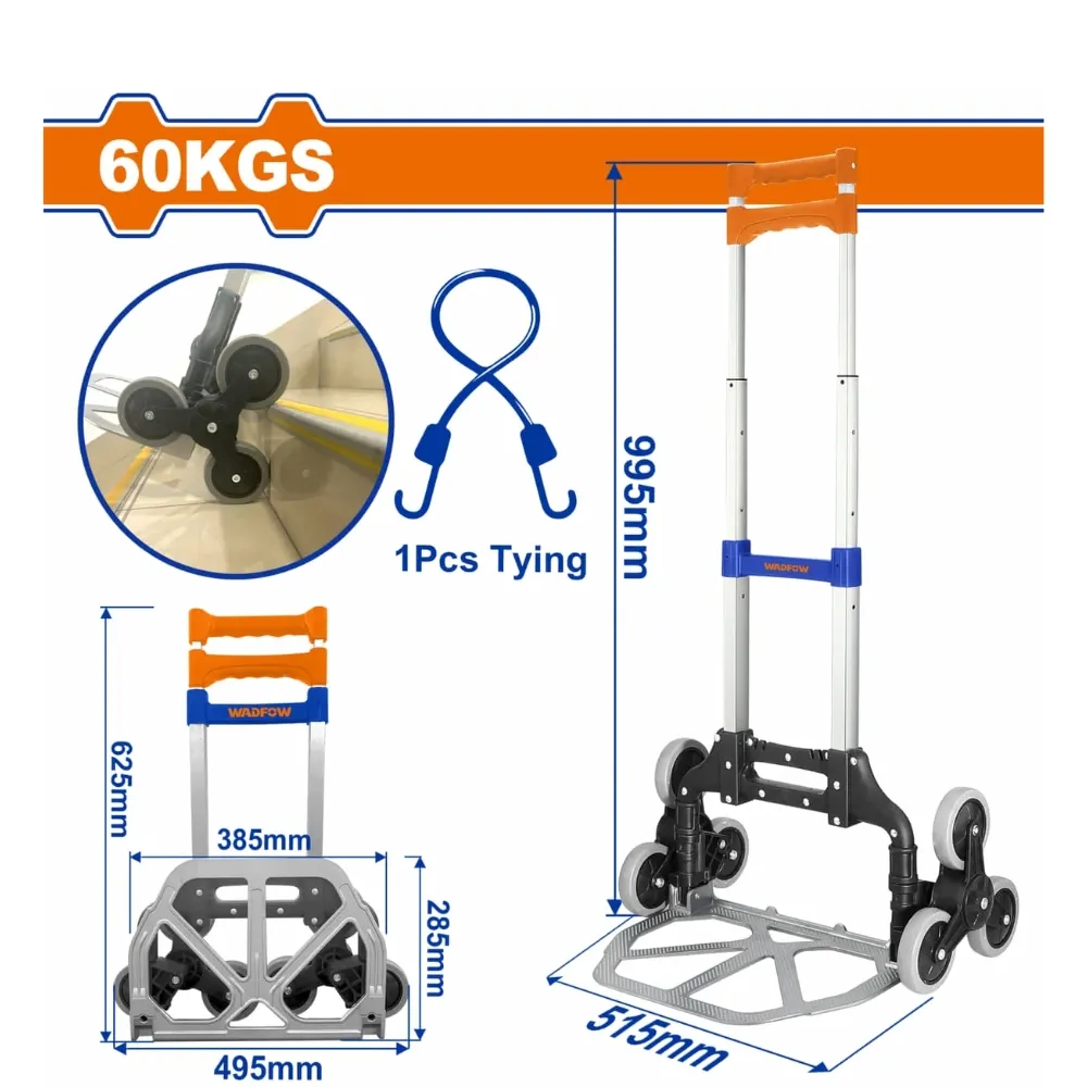 Xe kéo hàng 6 bánh leo cầu thang 60kg Wadfow  WWB6A06