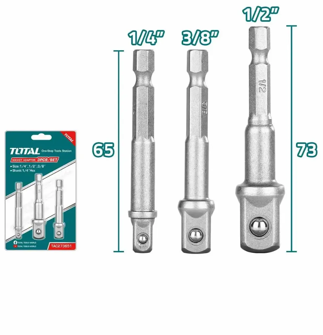 Bộ 3 đầu chuyển vặn tuýp -TOTAL-TAC273651