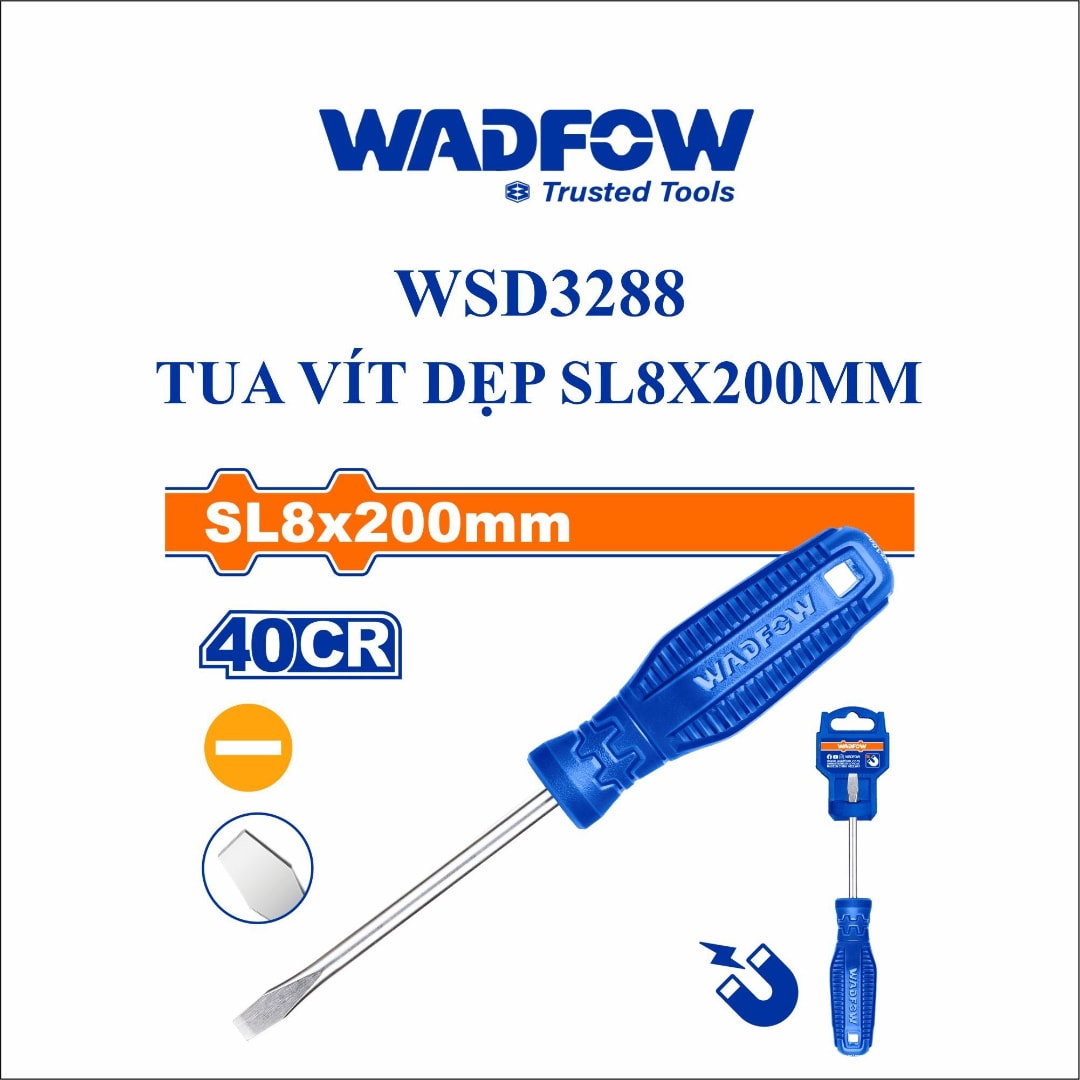 Tua vít dẹp SL8x200mm-Wadfow WSD3288