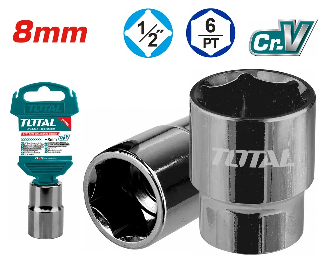 Đầu tuýp lục giác 1/2"
(8mm) -TOTAL-THTST12081