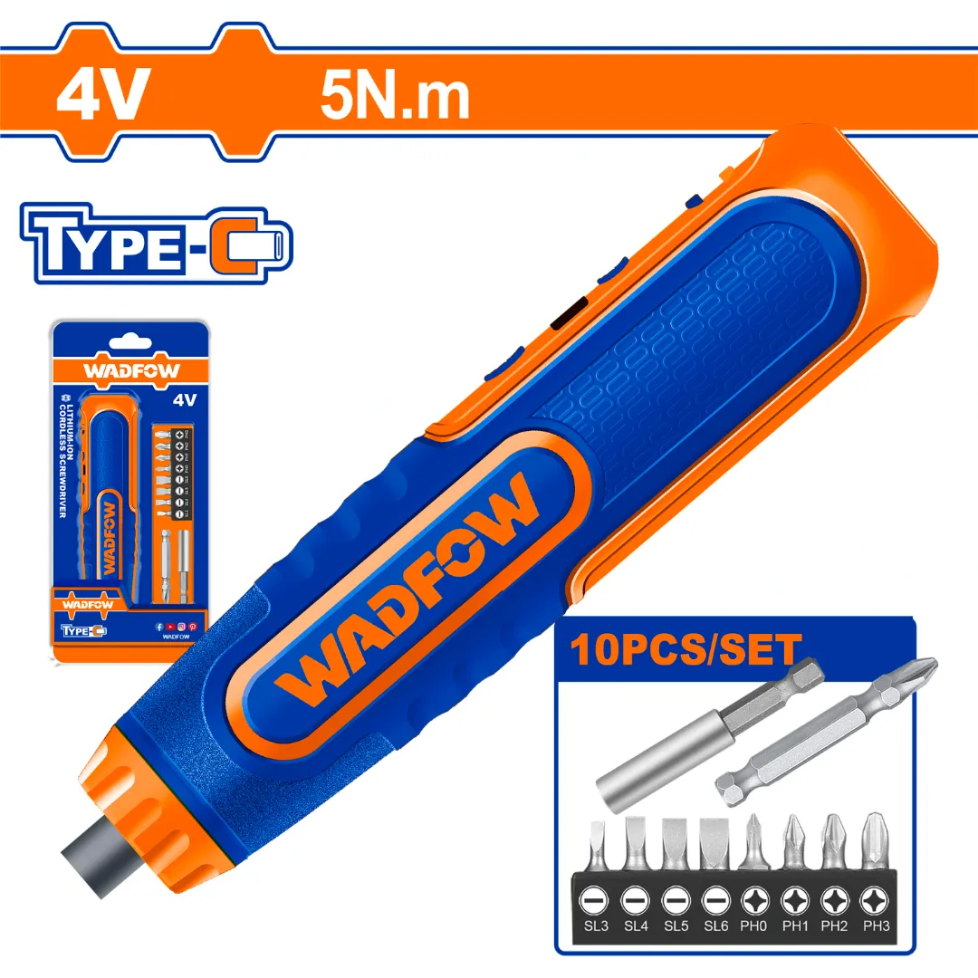 Máy siết vít dùng pin 4V-5Nm (không kèm đầu và dây cáp sạc) Wadfow  WCV4435