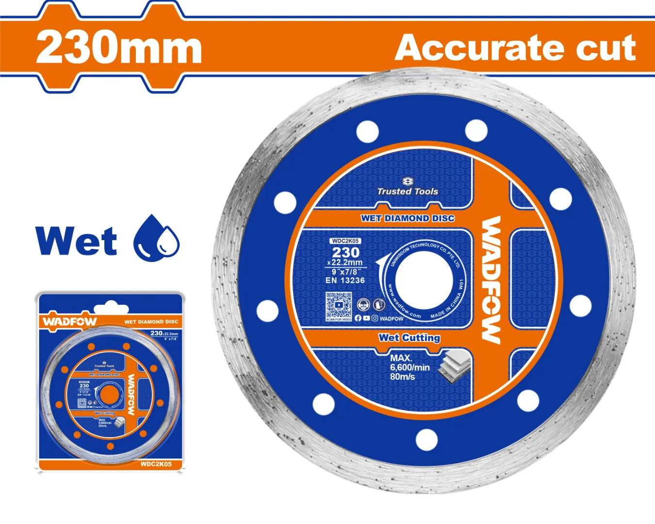 Lưỡi cắt gạch ướt 230x22.2mm WADFOW WDC2K05